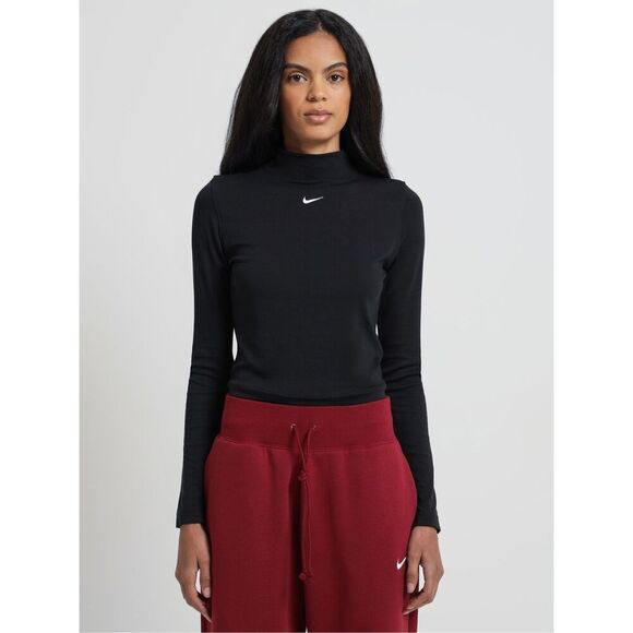Nike Ribbed Mock Neck Long Sleeve Top size Medium - Picture 1 of 6